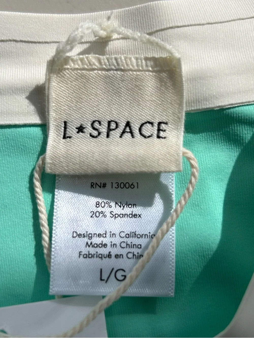 L*Space Swim Fused Mackena Bitsy Green Bikini Bottom Large Side Tie New